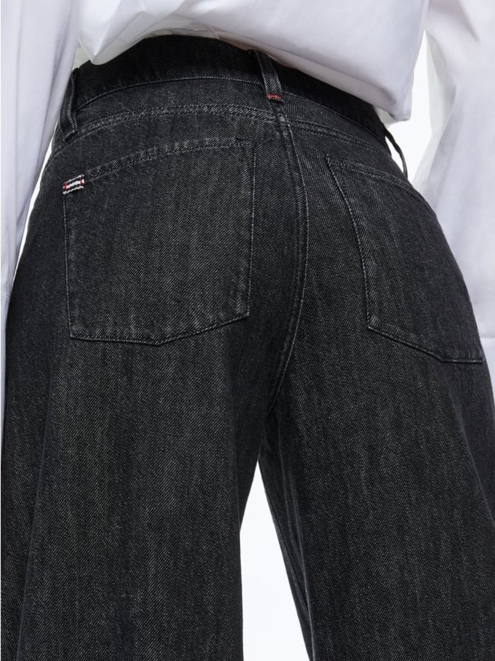 Alice + Olivia Trish Low Rise Baggy Wide Leg Jeans 32 Black Dark Denim Slouchy - Picture 4 of 12